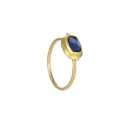 Ananda Khalsa - Blue Sapphire Oval Bezel Ring