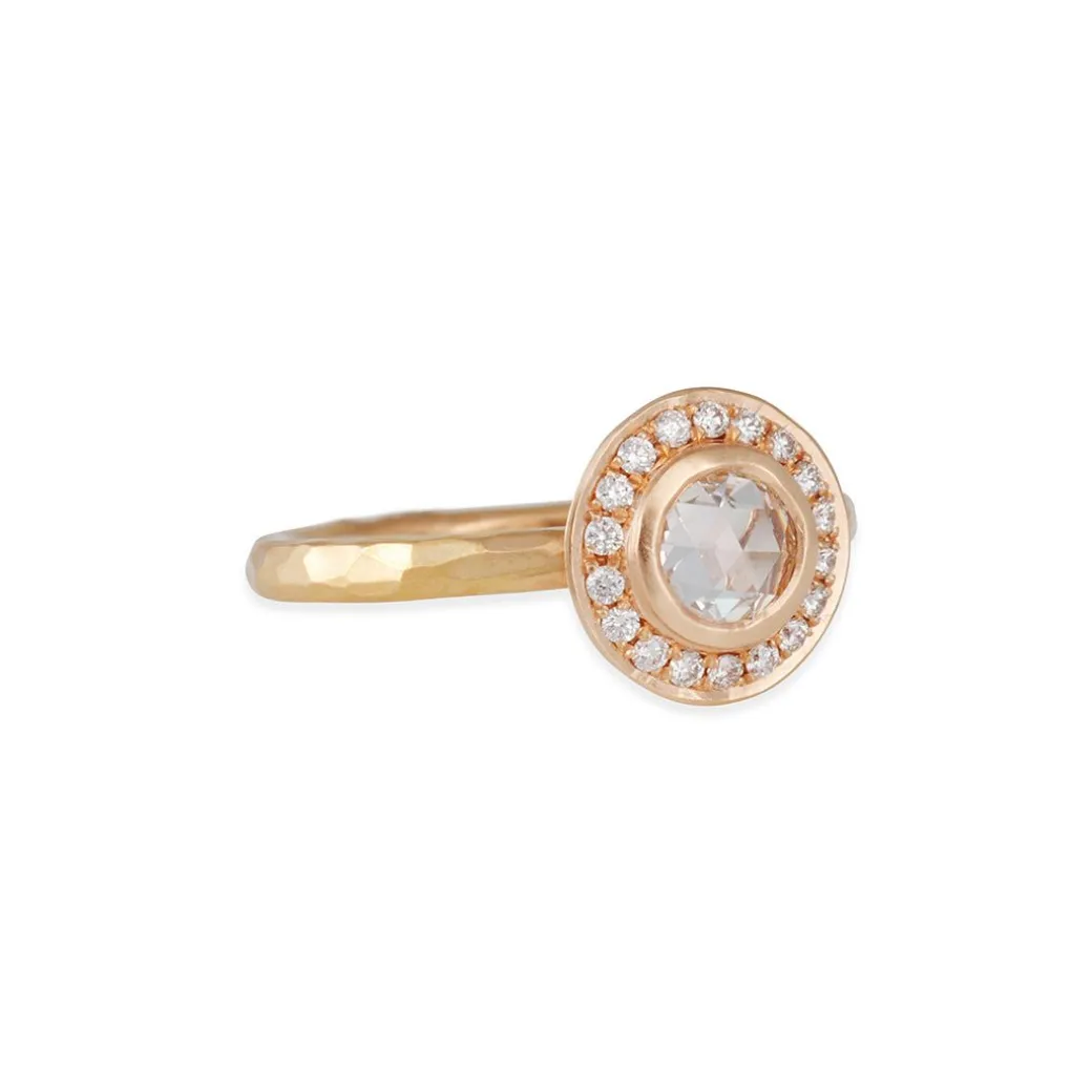 Annie Fensterstock - Rose Cut Diamond in a Halo Setting
