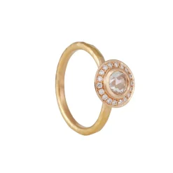 Annie Fensterstock - Rose Cut Diamond in a Halo Setting