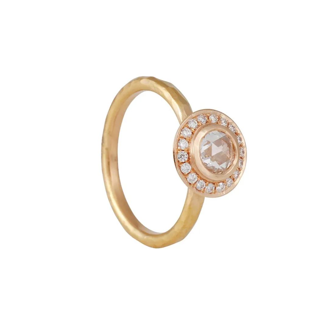 Annie Fensterstock - Rose Cut Diamond in a Halo Setting