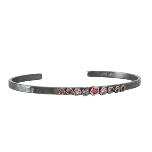 Annie Fensterstock - Thin Rock Cuff With Pink Sapphires