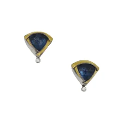 Austin Titus - Blue Kyanite Tri Fold Stud Earrings with Diamond