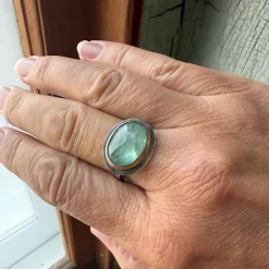 Austin Titus - Sky Blue Kyanite Medium Crescent Rim Ring