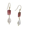 Brooklyn Gemologist - Faceted Pink Tourmaline and Pearl Earrings