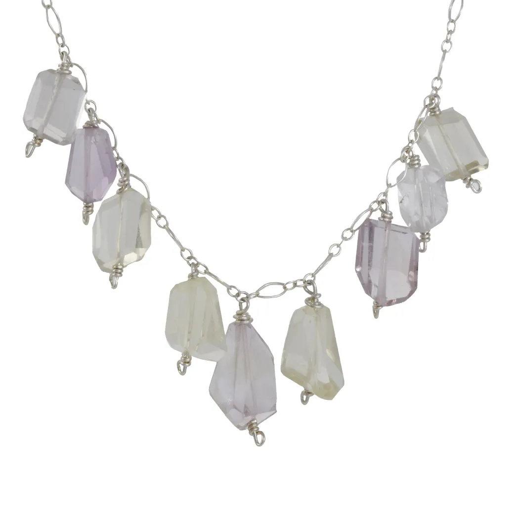 Brooklyn Gemologist - Freeform Lemon Quartz and Amethyst Necklace