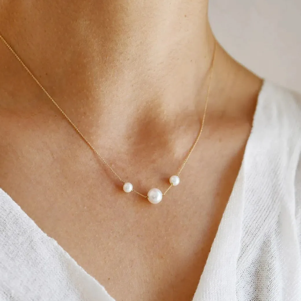 Carla Caruso - Grand Linear Grey Pearl Necklace