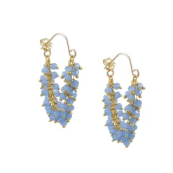 CATHERINE WEITZMAN - Fringe Hoop Earrings in Chalcedony