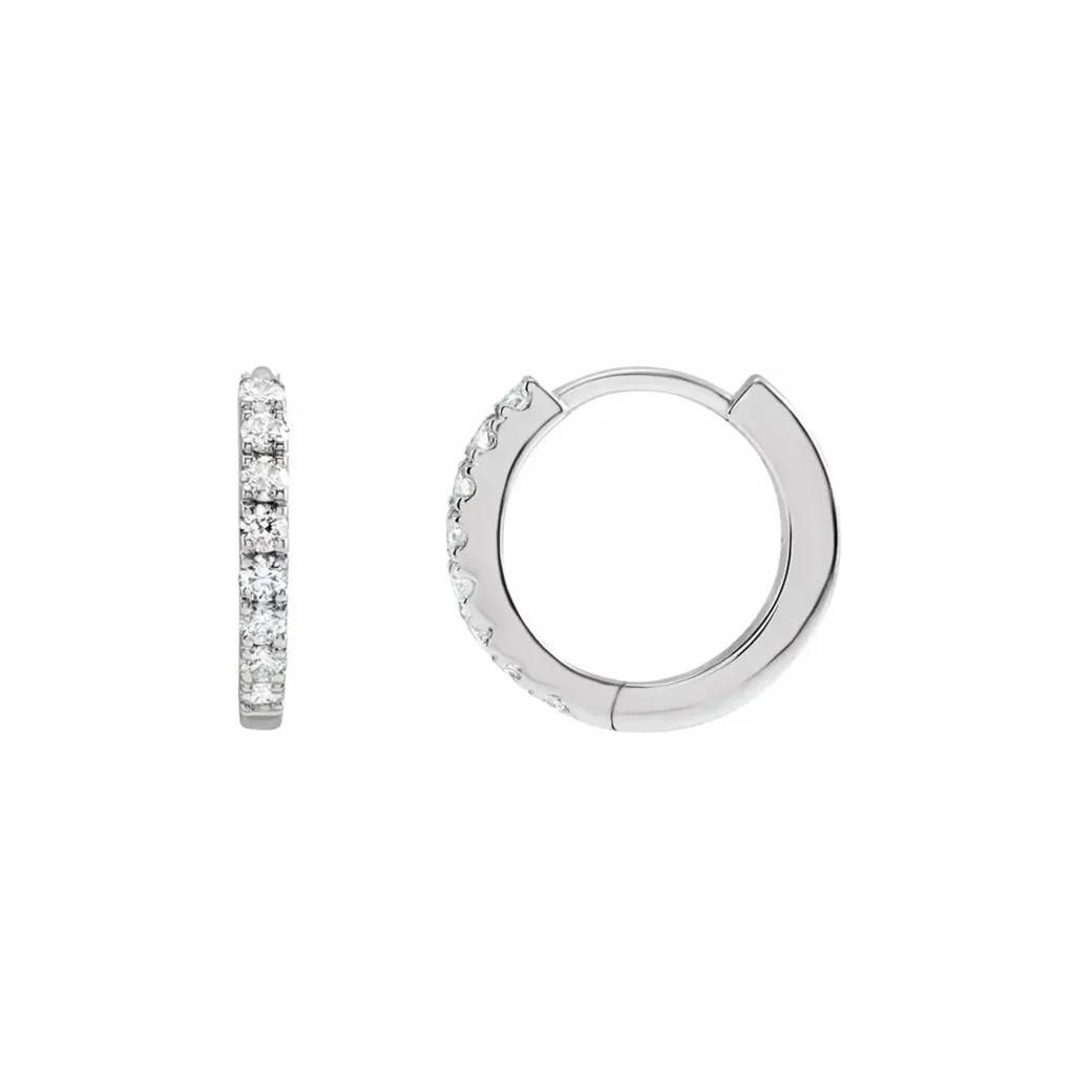 CP Collection - 12mm Diamond Huggie Hoop Earrings