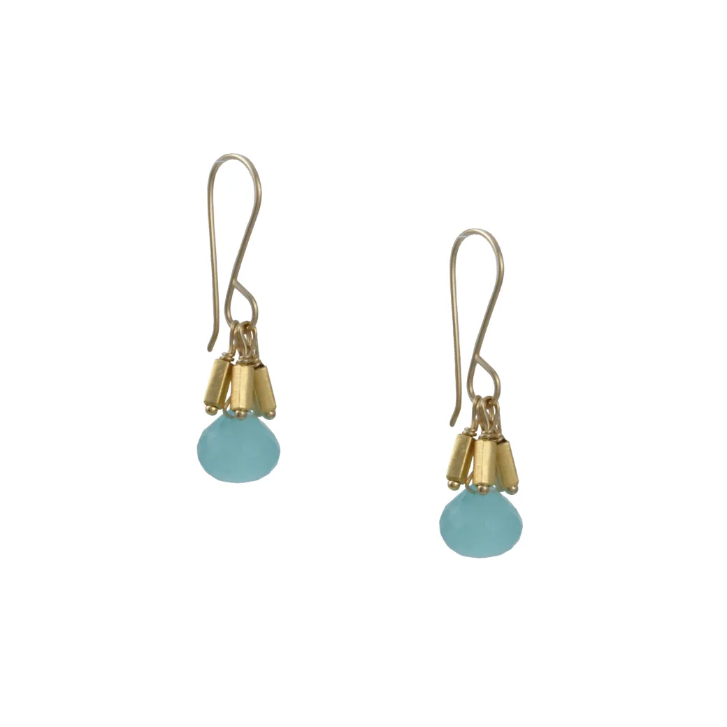 Debbie Fisher - Aqua Chalcedony with Vermeil Bar cluster earrings