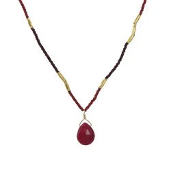 Debbie Fisher - Ruby Briolette Drop Necklace with Garnet Necklace