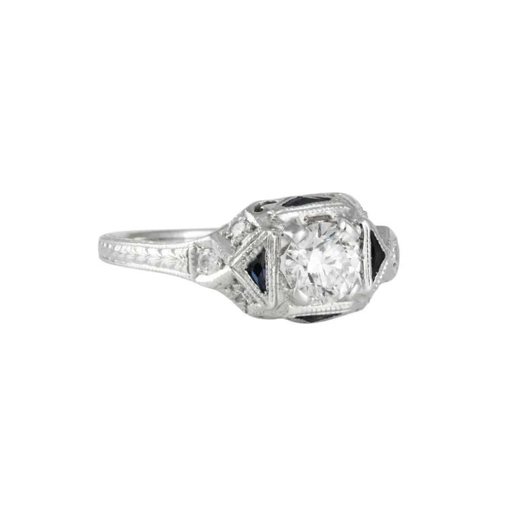 Infinity Collection - Vintage Style Diamond and Sapphire Ring