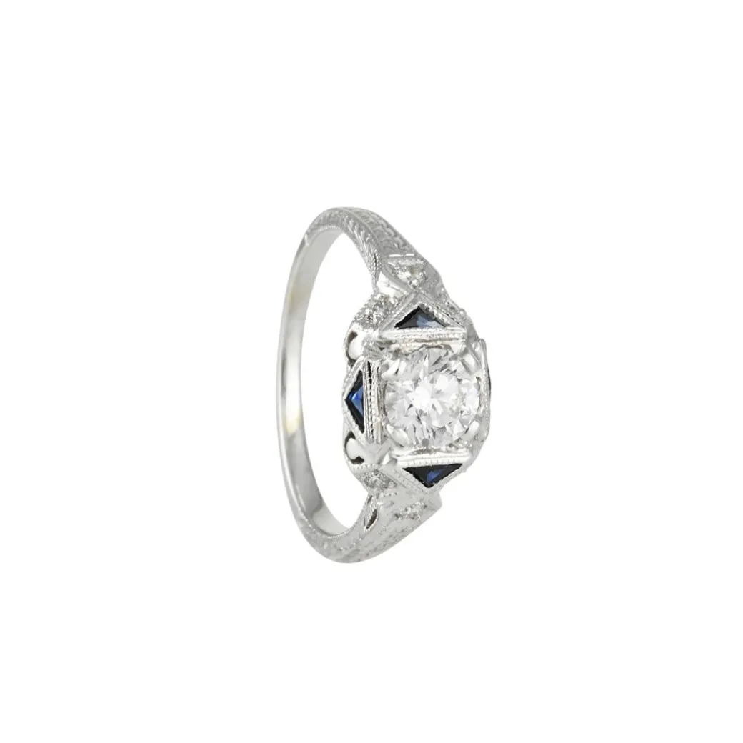Infinity Collection - Vintage Style Diamond and Sapphire Ring