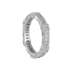 Joilie - Diamond Art Deco Eternity Band in 18K White Gold