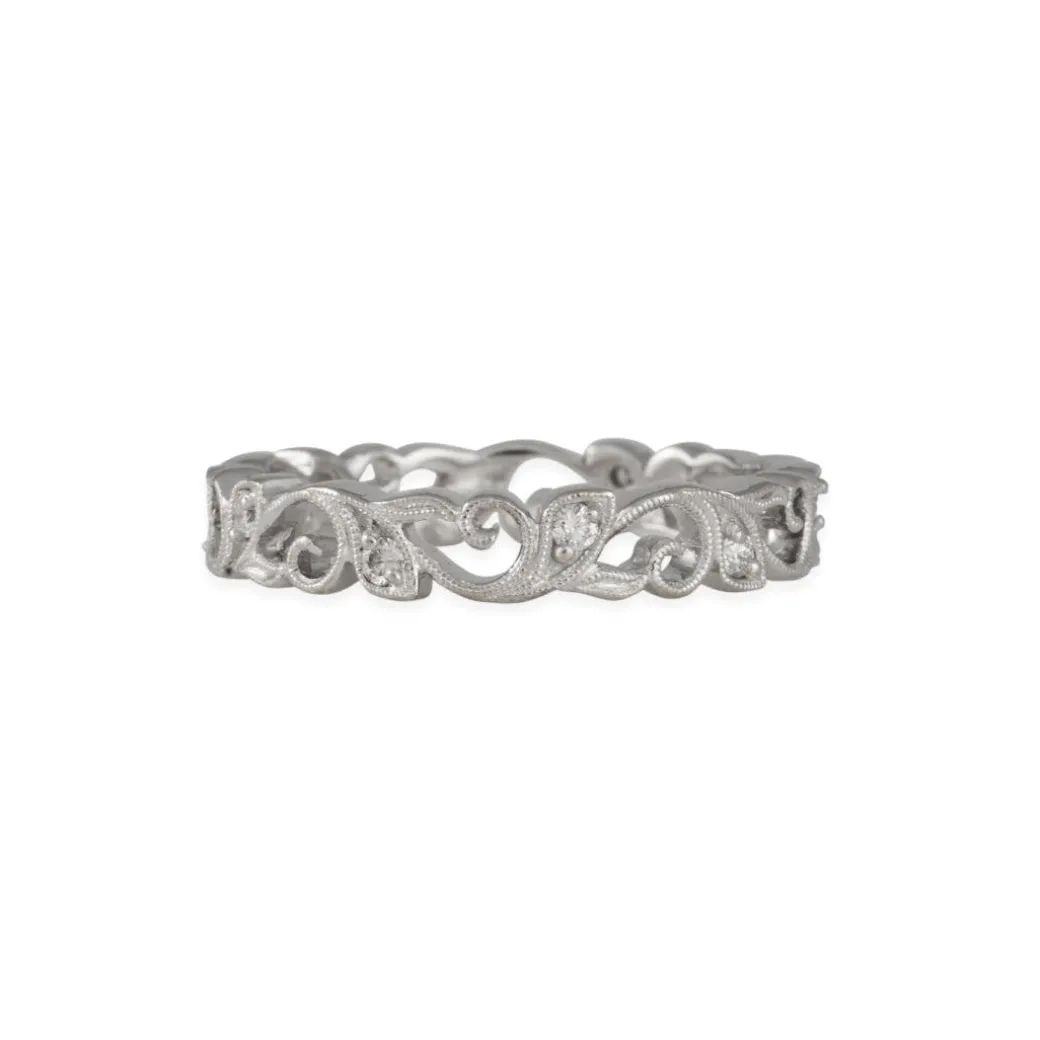 Jolie - Diamond Vine Eternity Band in 18K White Gold