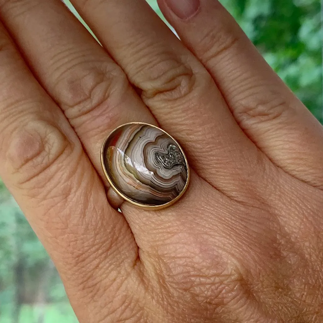 Kothari – Lace Agate and Diamond Ring