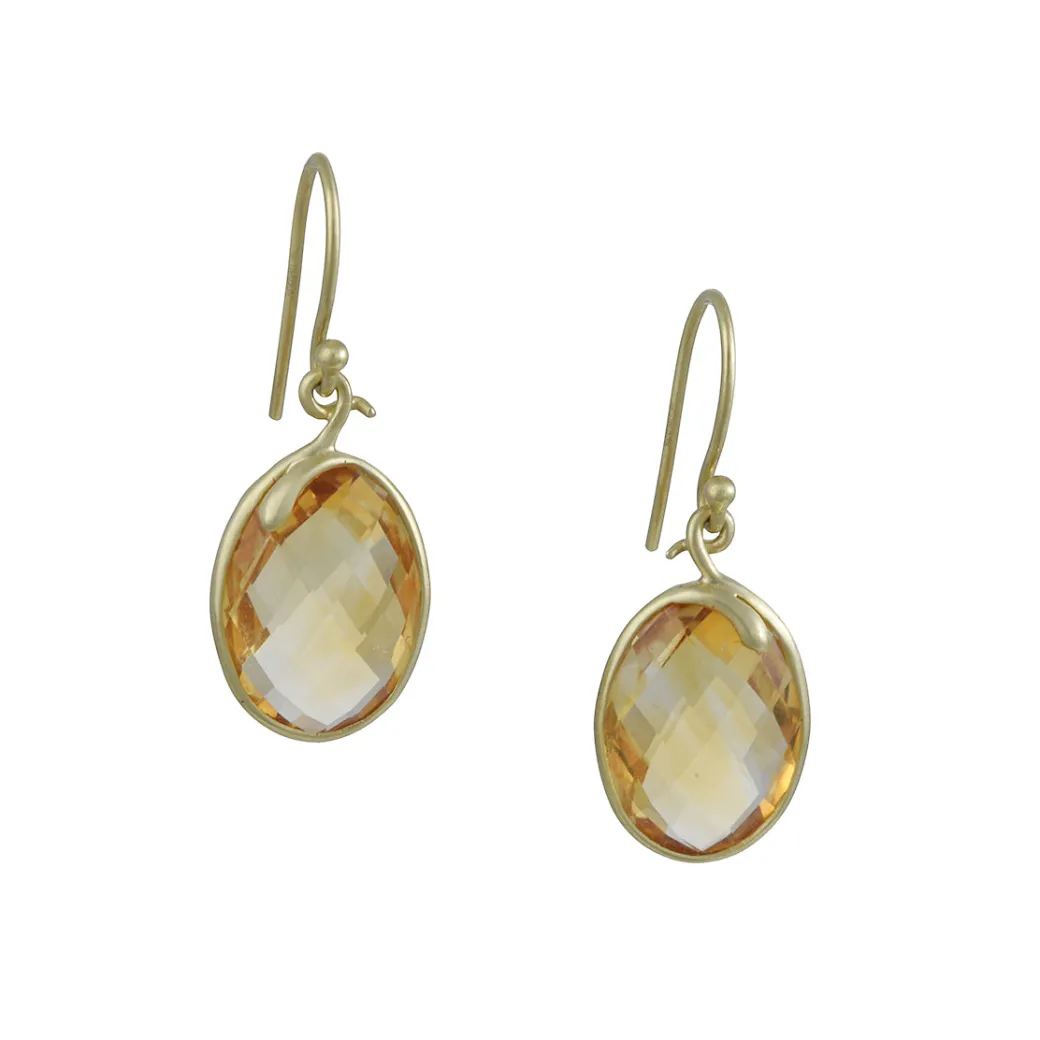 Kothari – Oval Snake Frame Earrings in Citrine