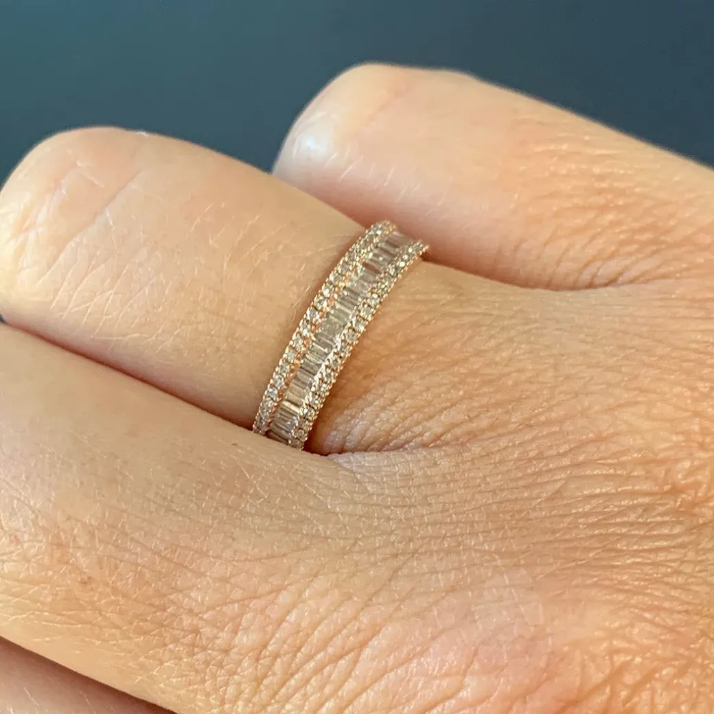 Liven - Channel Set Diamond Baguette Ring in 14K Rose Gold