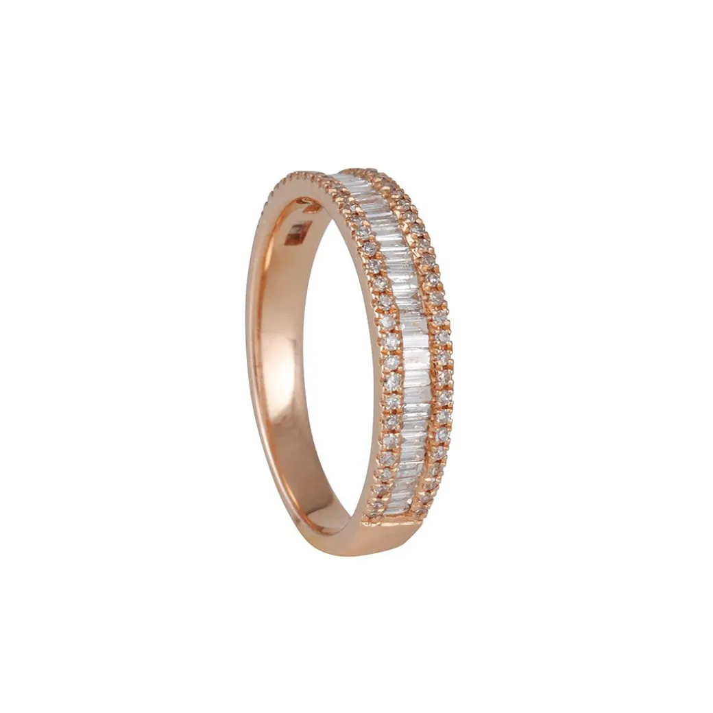 Liven - Channel Set Diamond Baguette Ring in 14K Rose Gold