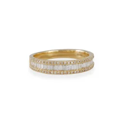 Liven - Channel Set Diamond Baguette Band in 14K Yellow Gold