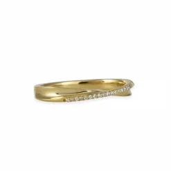Liven - Pave Twist White Diamond Crossover Band in 14K Gold