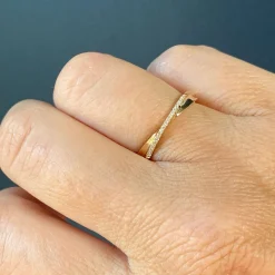 Liven - Pave Twist White Diamond Crossover Band in 14K Gold