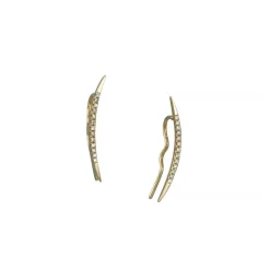 Liven Co. - Curved Ear Climbers With Pave Diamonds in 14K Gold