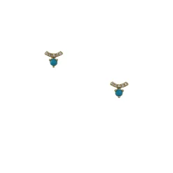 Liven Co. - Eclipse Mini Curve Diamond Bar Earrings with Turquoise
