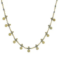 Manjusha – Chalcedony Egyptian Beaded Chain with Gold Discs (Vermeil)