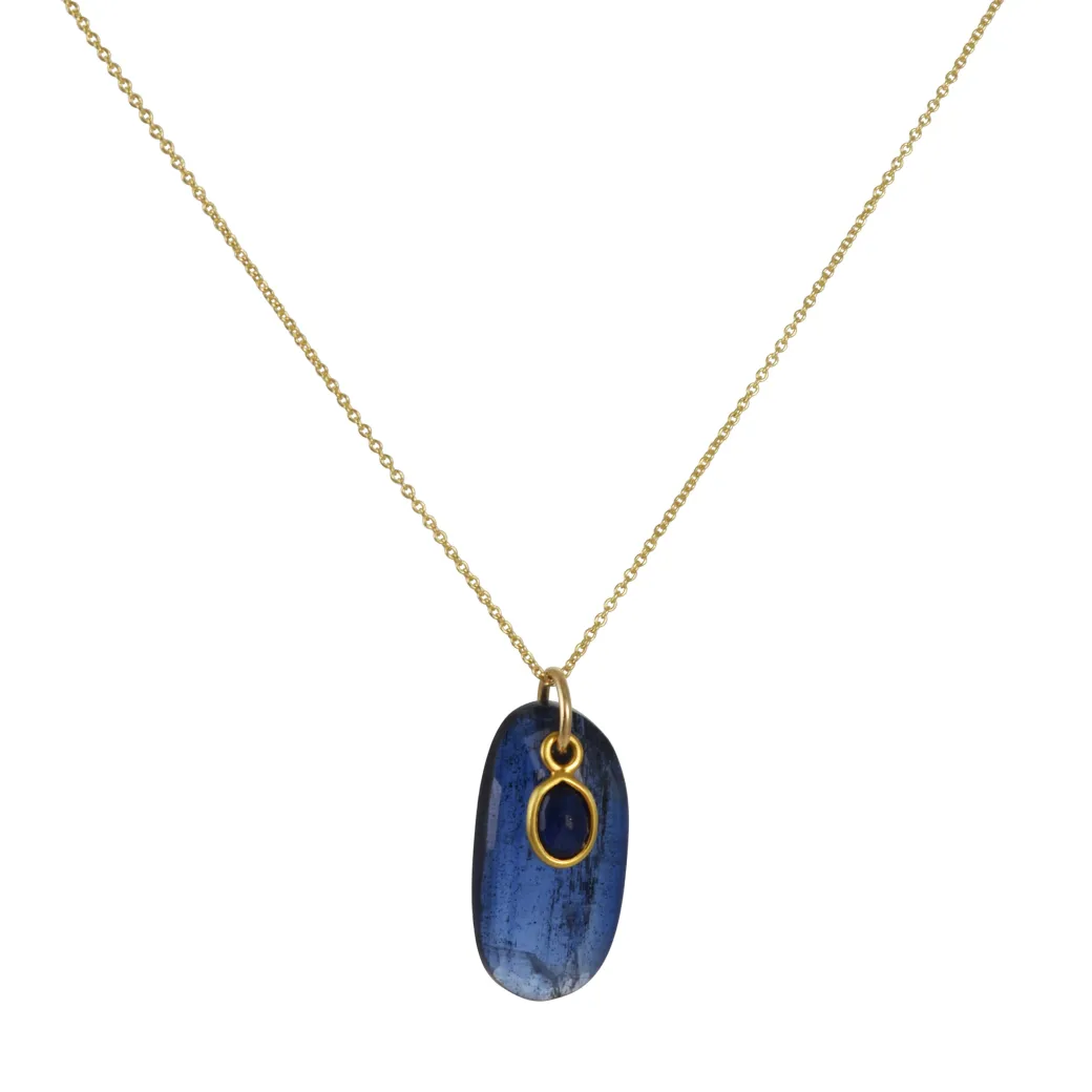 Margaret Solow – Kyanite and Sapphire Necklace on 14K Chain