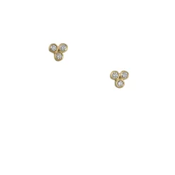 Marian Maurer – Teeny Triple Diamond Earrings – 18k Yellow Gold