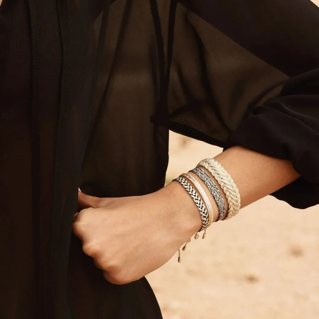 Maäyaz - Duo Bracelet Ania n°2 and Mini arrow Ebony, Gold and Silver