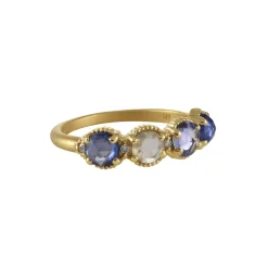 Megan Thorne - Ribbed Rose Cut Sapphire Band with Diamond Accent