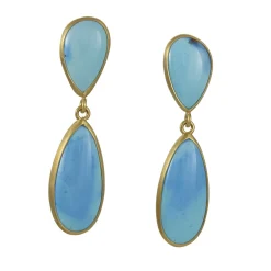 Monica Marcella – Double Teardrop Golden Hill Turquoise Earrings