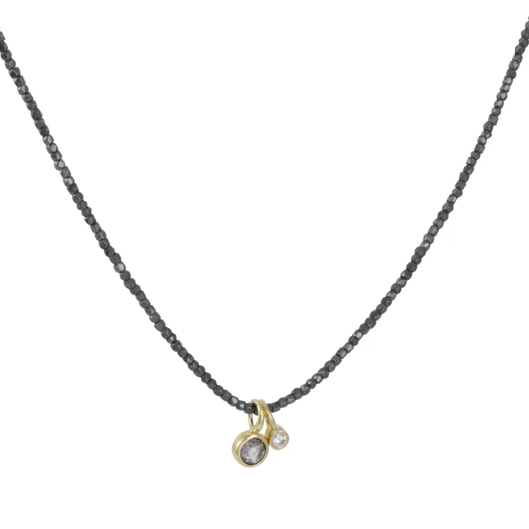 Monica Riley - Hill Tribe Bead with Rose cut and Diamond Charm Necklace