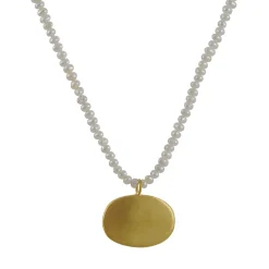Philippa Roberts - Large Vermeil Horizontal Oval on String of Pearls