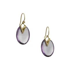 Rachel Atherley - Small Lily Pad Earrings with Amethyst