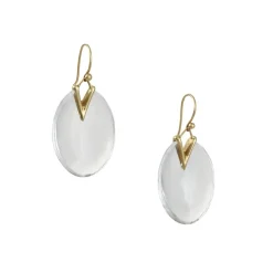 Rachel Atherly - Medium Lily Pad Earrings with Quartz