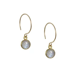 Round Rainbow Moonstone Earrings on Round Wire