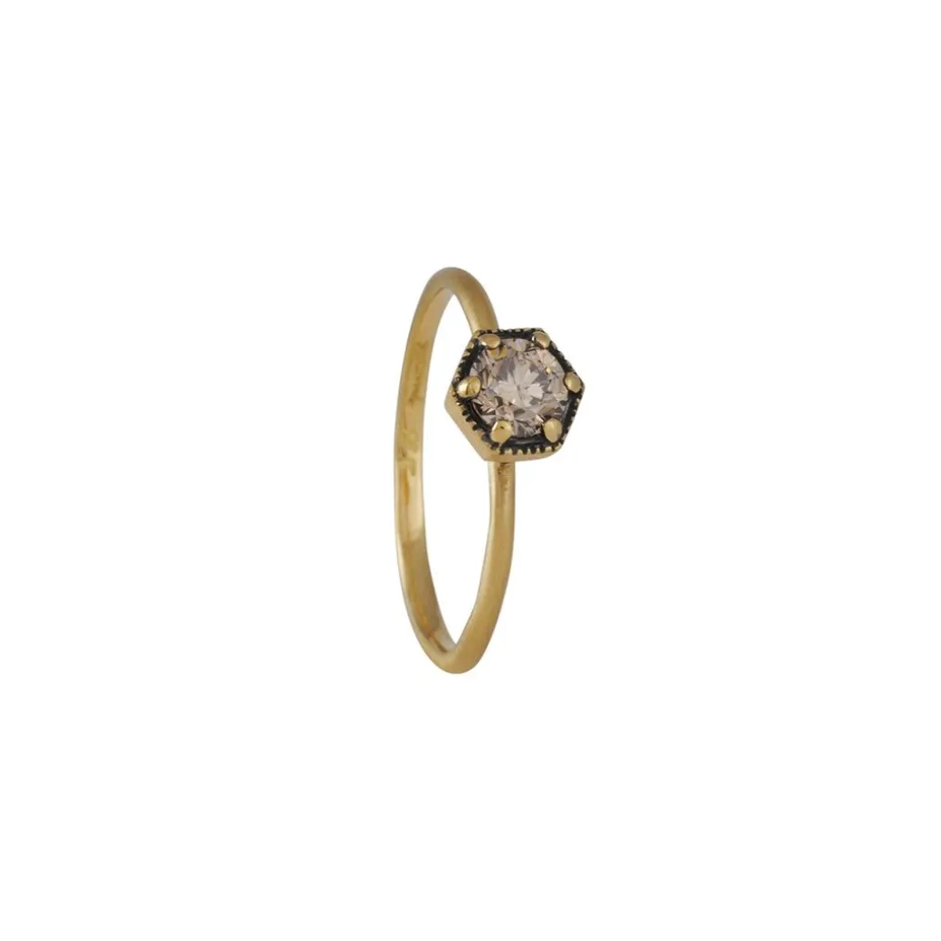 Satomi Kawakita - 4.5mm Hexagon Ring with Brown Diamond