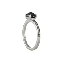 Sethi Couture- Oval Black Diamond Four Prong Solitaire