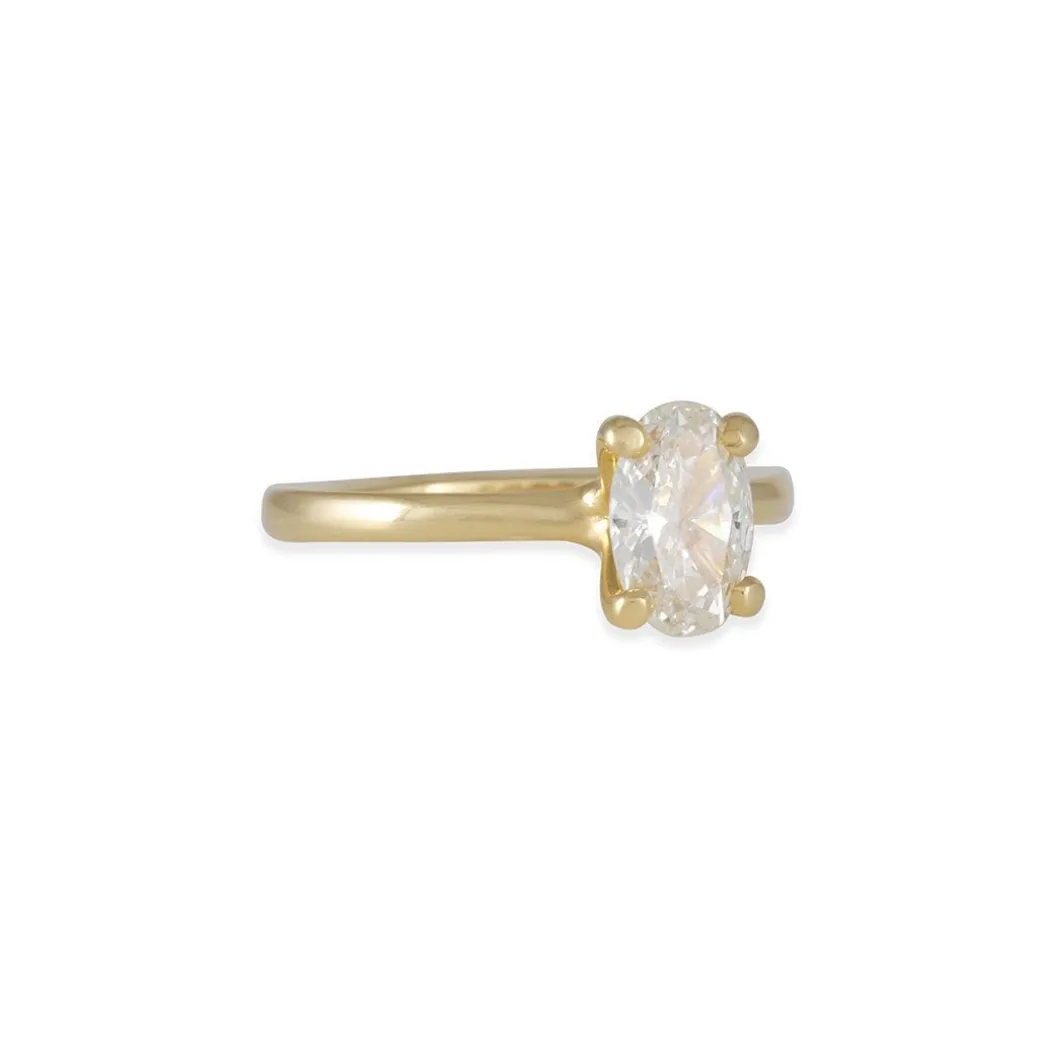 Sholdt Design - Petite Prong with .75ct Oval Diamond in 18K Yellow Gold