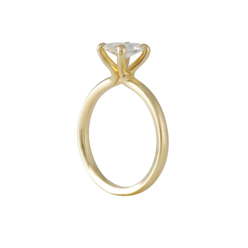 Sholdt Design - Petite Prong with .75ct Oval Diamond in 18K Yellow Gold