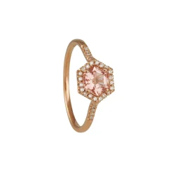 Suzanne Kalan - Hexagonal Morganite Diamond Pave Ring