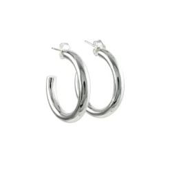 Tashi - 25mm Fat Tube Hoop Earrings in Polished Sterling Silver