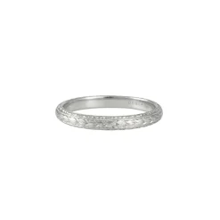 Varna - Three sided Squared Engraved Band in Platinum
