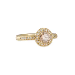 Yasuko Azuma - Champagne Diamond with Halo Engagement Ring