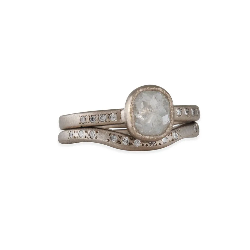 Yasuko Azuma - Icy Grey Diamond Ring. 18k Palladium Size 6